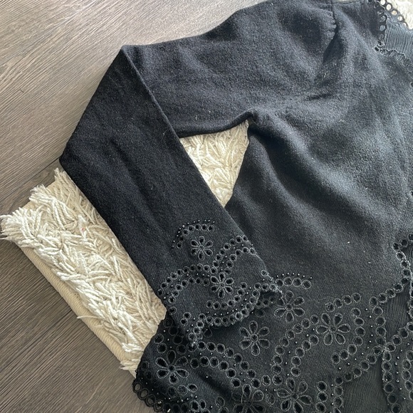 BY MALENE BIRGER | Black Eyelet Knit Cardigan Top - Picture 4 of 10